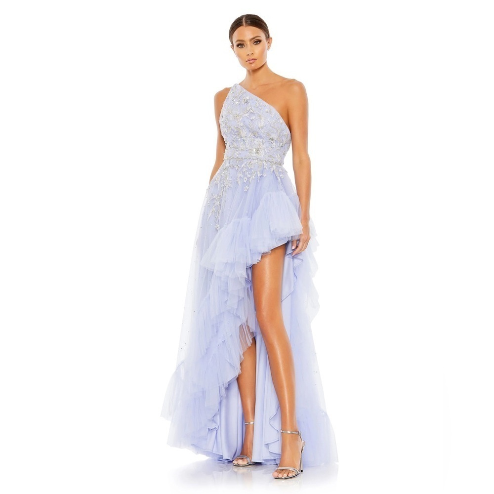 Mac Duggal 11265 NWT Embellished One Shoulder Asymmetrical Hem Gown